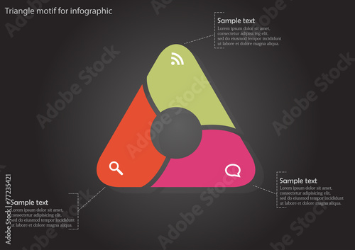 Infographic with color triangle with circle inside