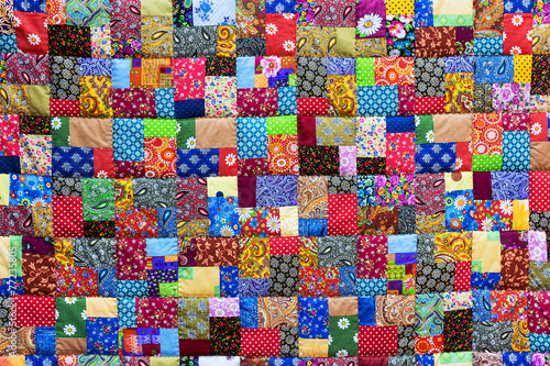 Background of colorful patchwork fabrics photo