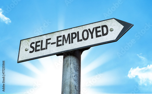 Self-Employed sign with a beautiful day