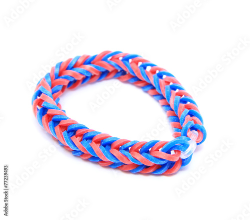 Colorful loom bracelet rubber bands isolated on white background