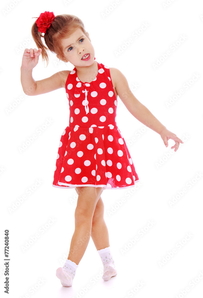 Charming little girl is going briskly. Charming little girl is going briskly.