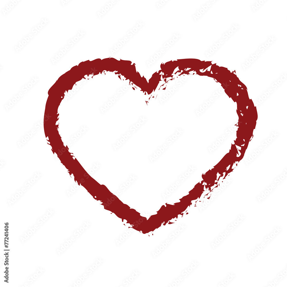 Drawn Red Heart. Vector Illustration.