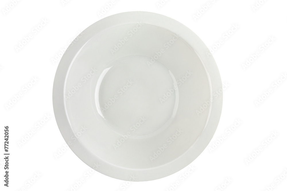 Empty white soup plate isolated top view. Empty white soup plate isolated top view.