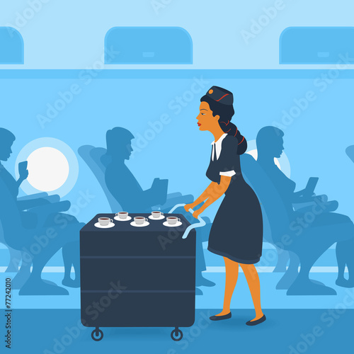 Stewardess on the Plane
