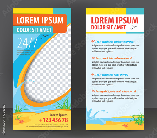 Tourist vector sided flyer, brochure design for Travel Company