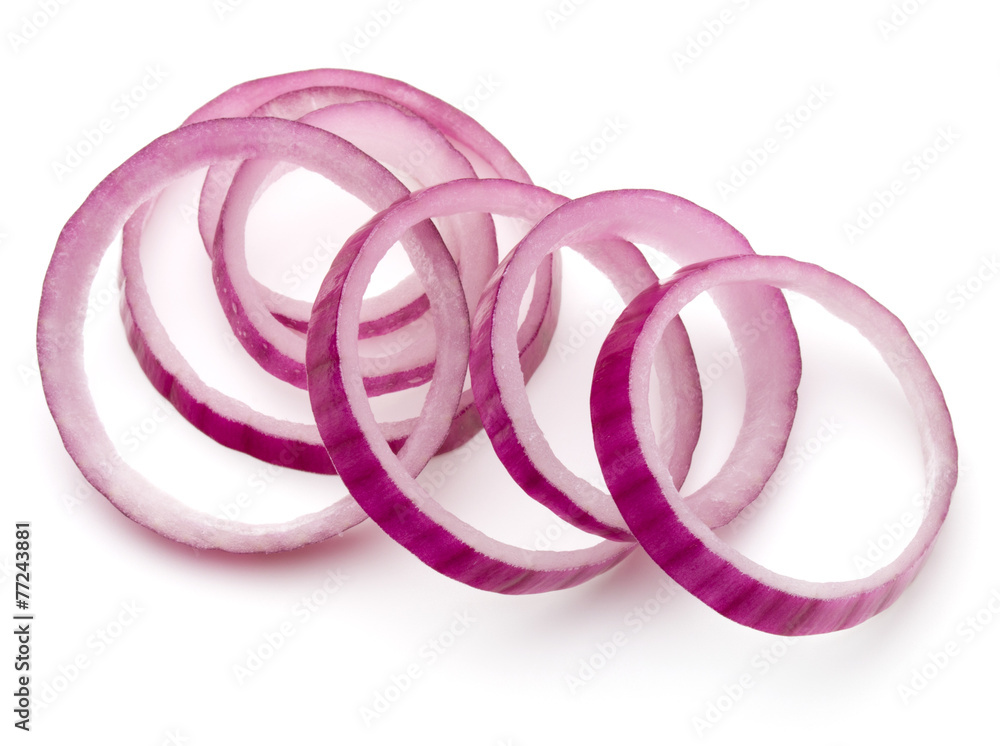 Sliced red onion rings isolated on white background cutout Sliced red onion rings isolated on white background cutout