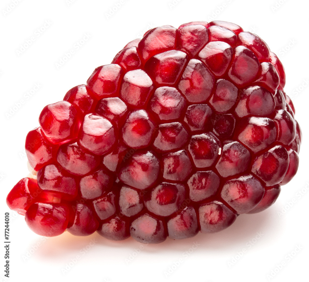 Ripe pomegranate fruit segment isolated on white background cuto Ripe pomegranate fruit segment isolated on white background cuto