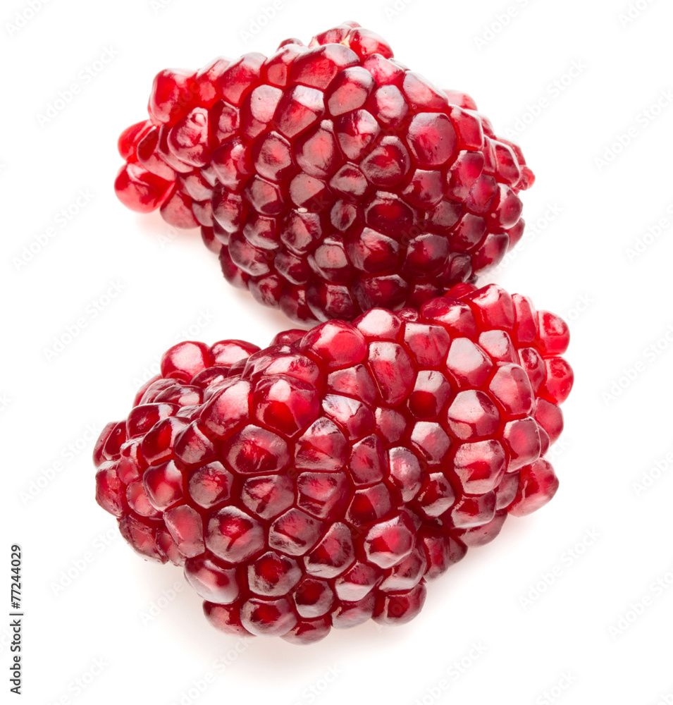 Ripe pomegranate fruit segment isolated on white background cuto Ripe pomegranate fruit segment isolated on white background cuto