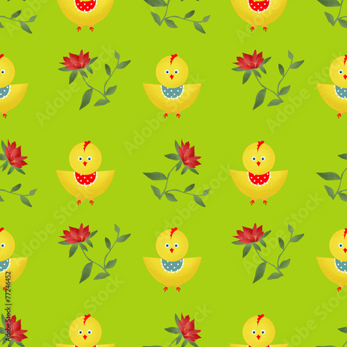 Seamless kids pattern  with chicken texture background