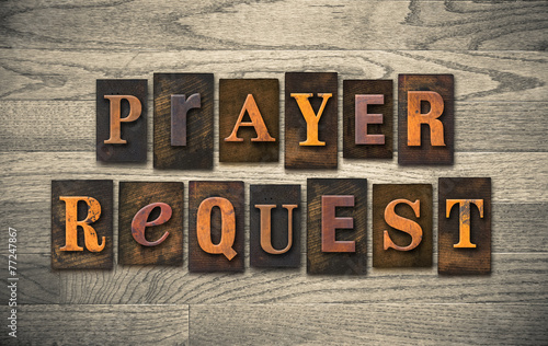 Prayer Request Wooden Letterpress Concept