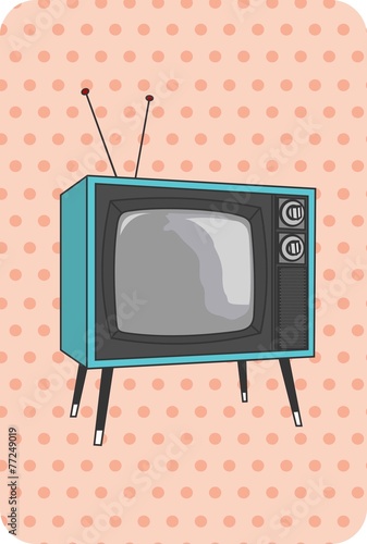 TV antiga, retro, vintage, azul