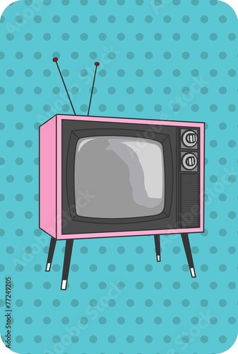 TV antiga, retro, vintage, rosa