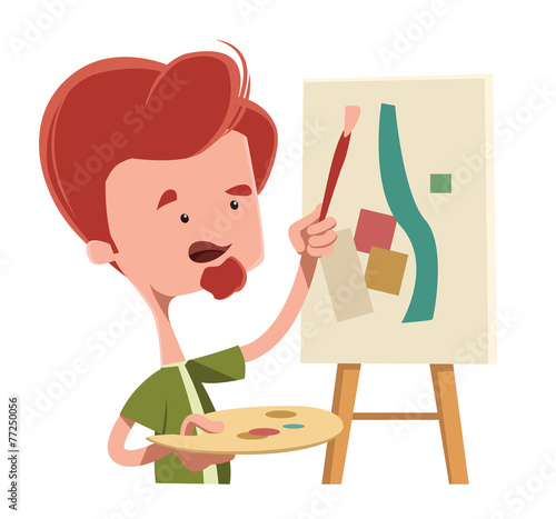 Artist abstract painting vector illustration cartoon character