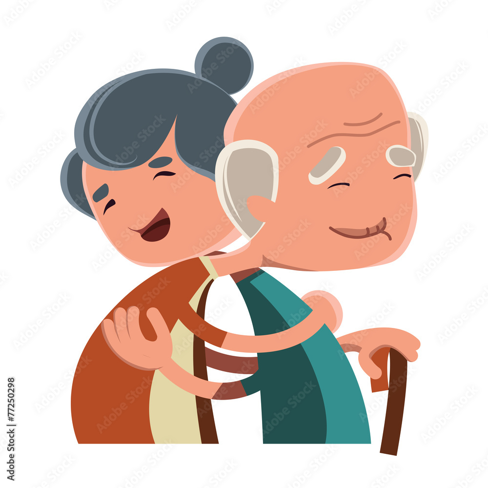 Old couple hugging vector illustration cartoon character Old couple hugging vector illustration cartoon character
