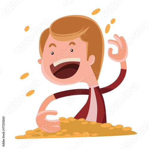 Throwing gold coins vector illustration cartoon character