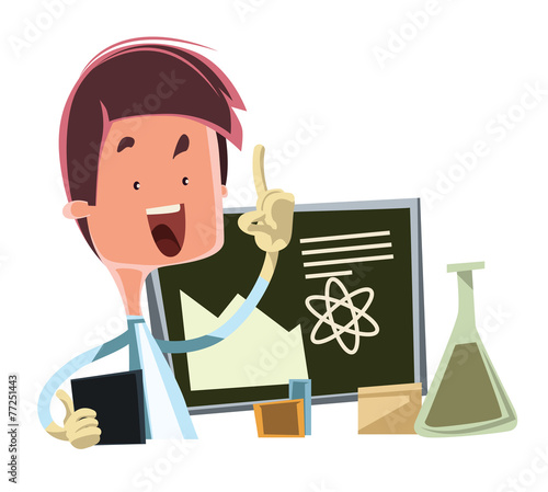 Scientist teaching the science illustration cartoon character