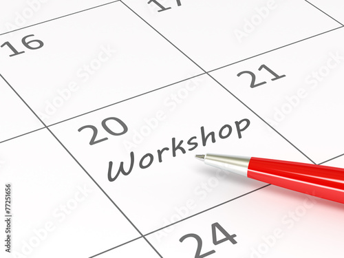 Workshop words on a calendar