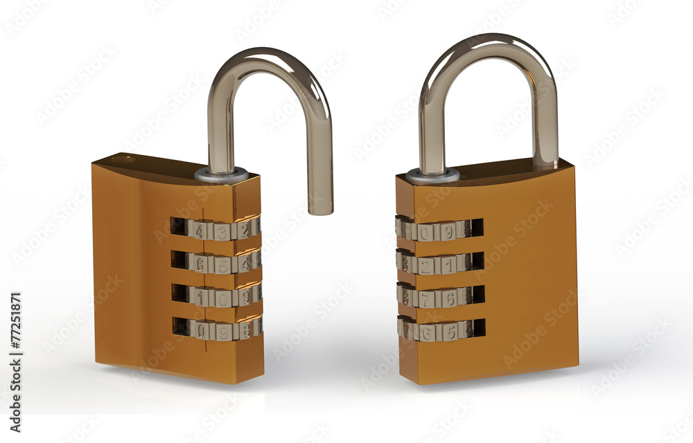 Locked and unlocked padlock Locked and unlocked padlock