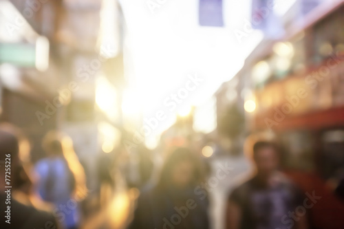 people in bokeh, street of London