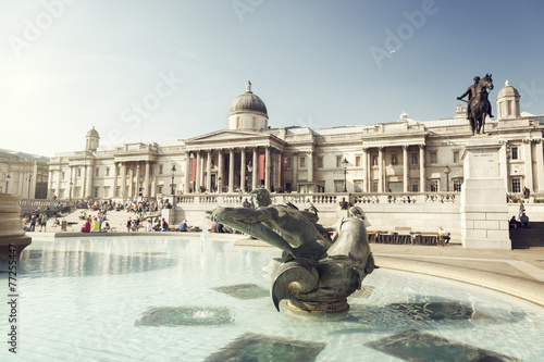 fountain on the Trafalgar Square, London, UK