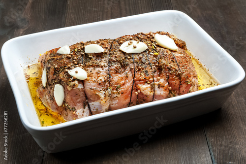 pork in roasting dish