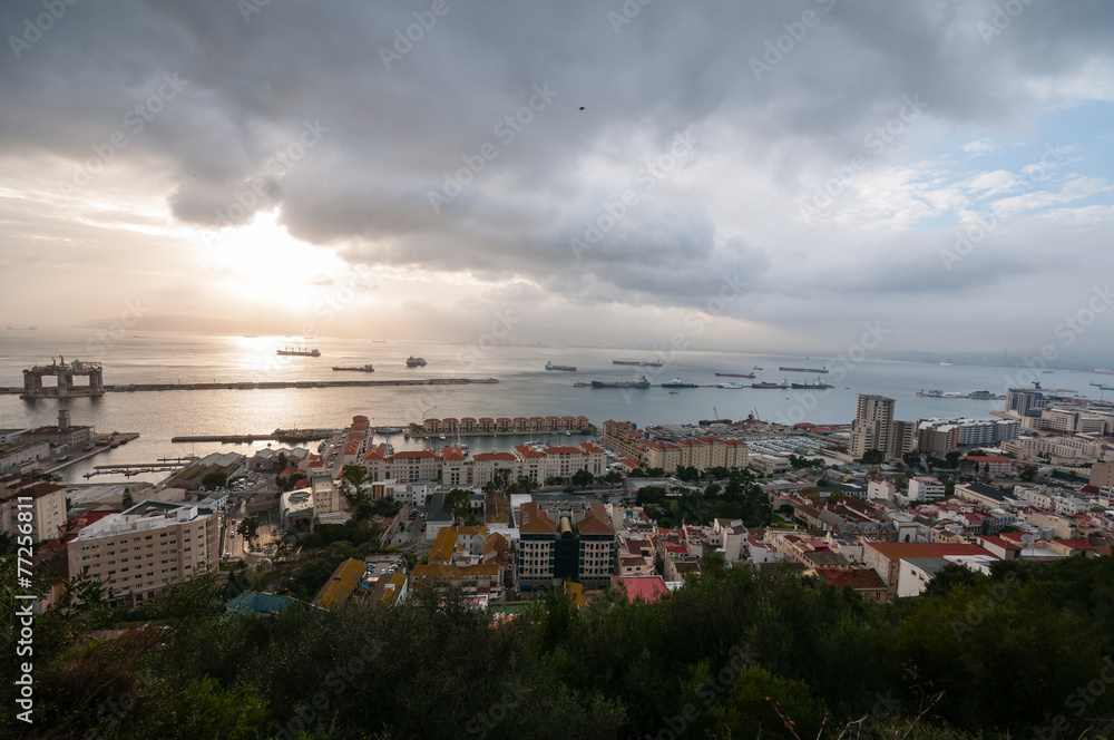 Evening view of famous Gibraltar, Europe.