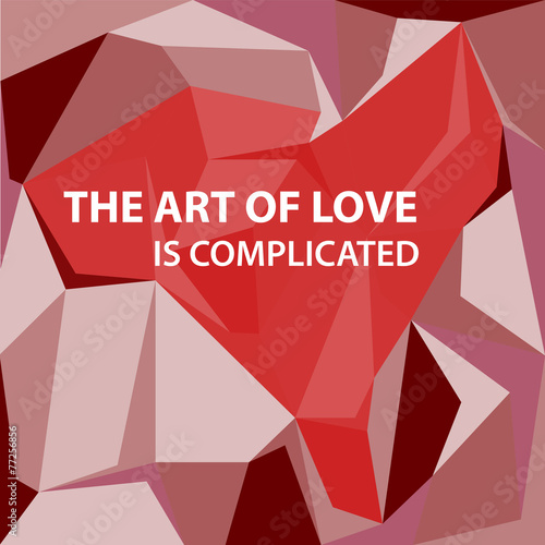 love text  over polygonal background