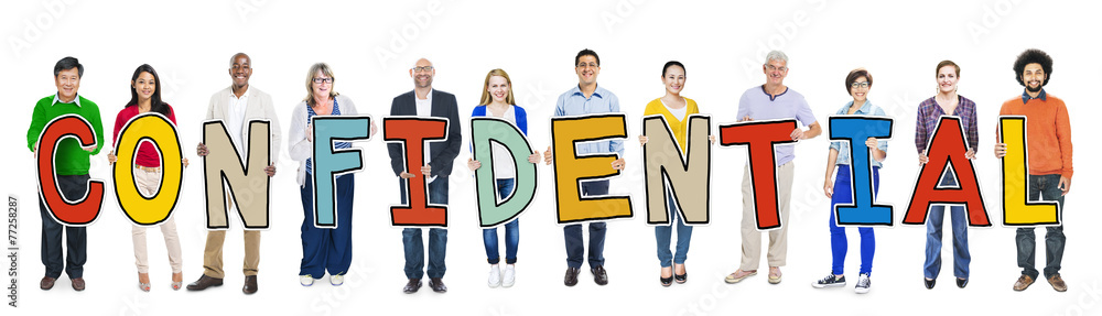 Group People Standing Holding Confidential Letter Group People Standing Holding Confidential Letter