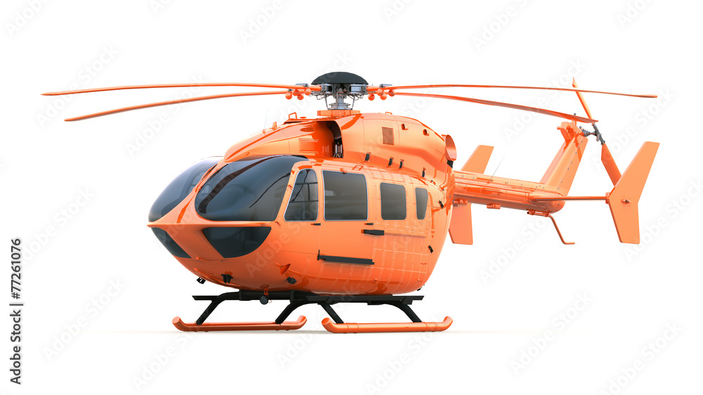 Orange Helicopter. Isolated with Clipping Path. Stock Illustration