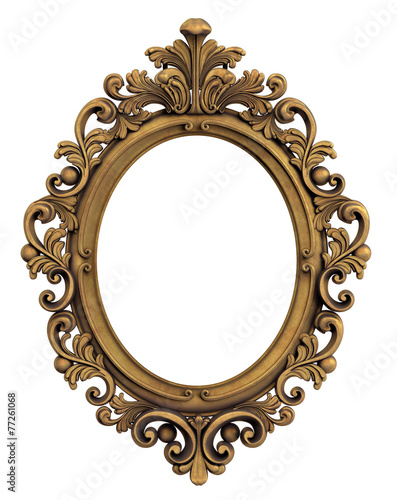 Oval Baroque Gold Frame. Clipping path.