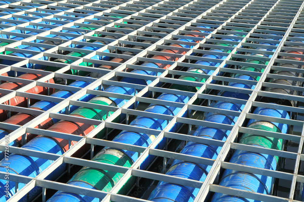 Fototapeta premium Floating pier made from drums under construction