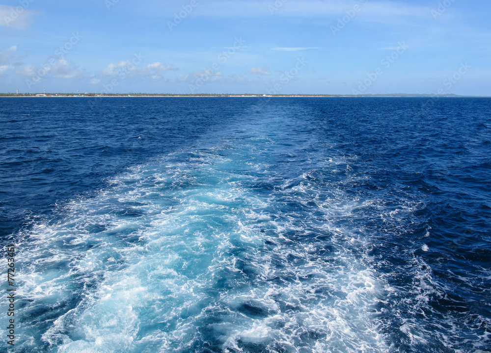 Ship or boat wake in a tropical sea Ship or boat wake in a tropical sea