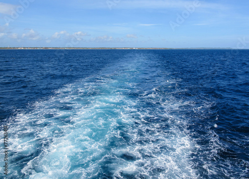 Ship or boat wake in a tropical sea