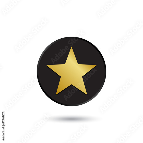 Simple gold on black star icon, logo