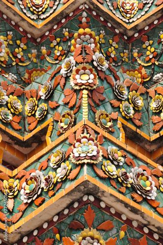 Beautiful detail of pagoda at  Wat Pho   Bangkok  Thailand.