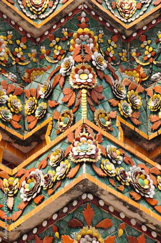 Beautiful detail of pagoda at Wat Pho , Bangkok, Thailand.