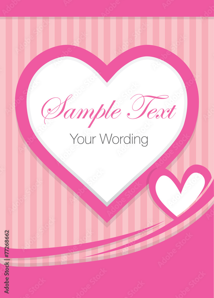 Pink love theme card for Valentine 's day or Wedding