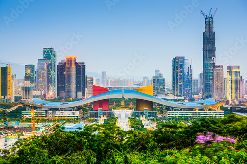 Shenzhen, China Skyline at the Civic Center photo