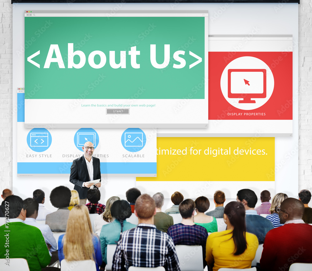 Digital Online Information About Us Business Concept
