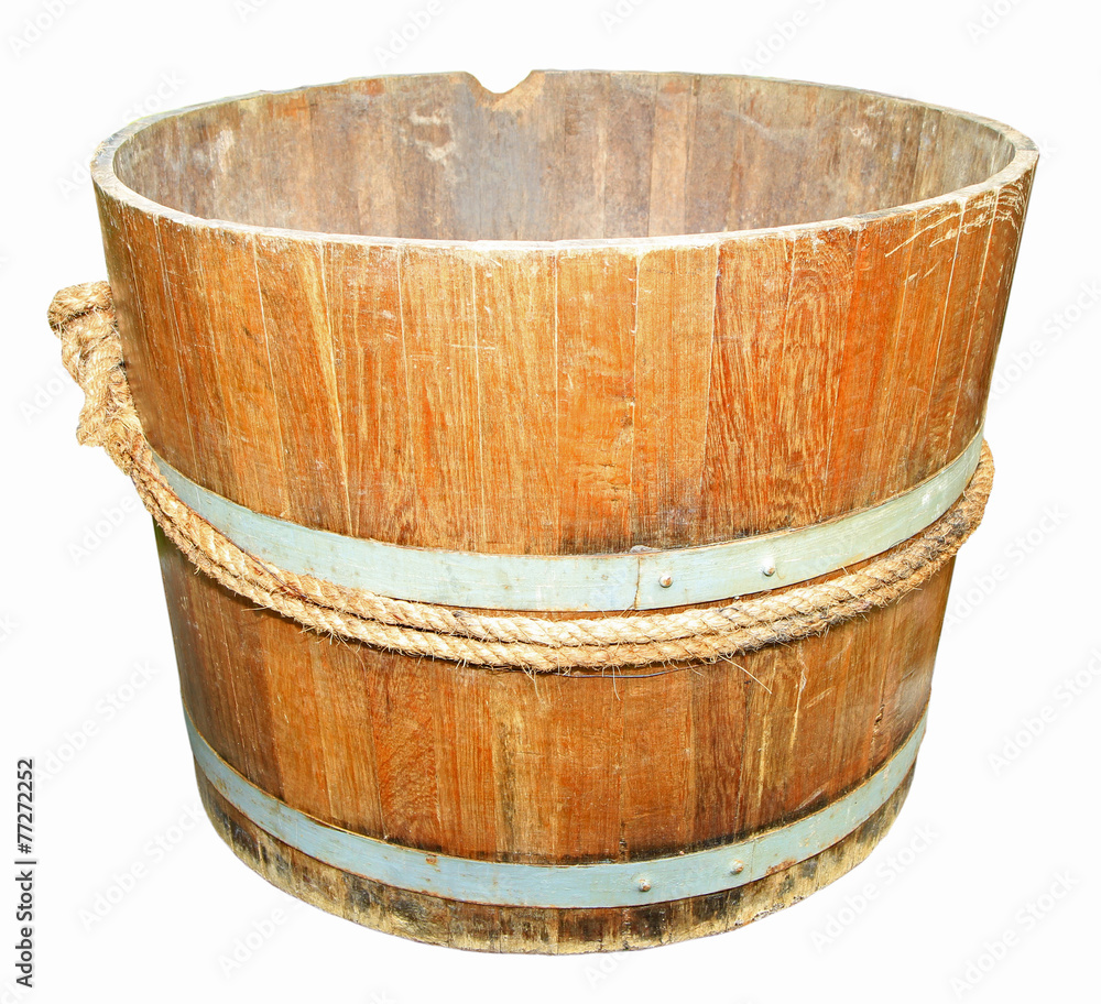 Wooden tub isolated on white background Wooden tub isolated on white background