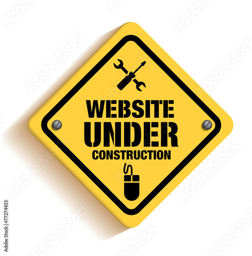 Website Under Construction Sign in White Background