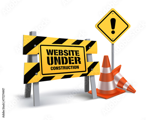 Website Under Construction Sign in White Background