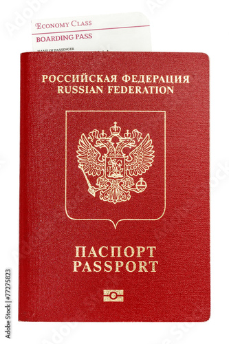 Isolated passport with boarding pass