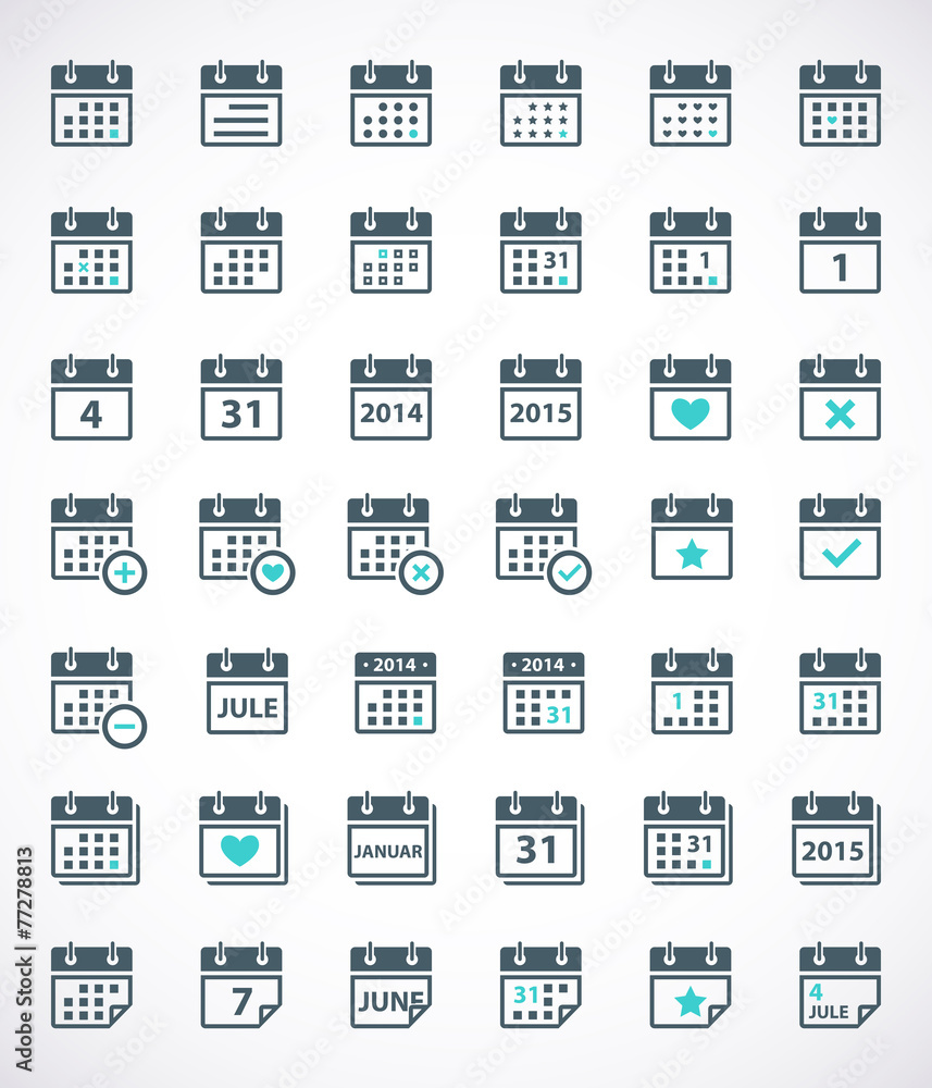 Set of calendar icons. Vector illustration Set of calendar icons. Vector illustration