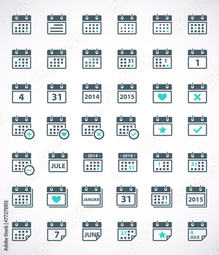 Set of calendar icons. Vector illustration
