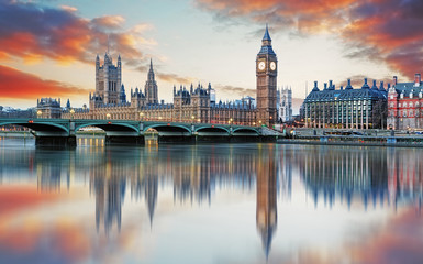 Wandcirkels Londen Big Ben en Parliament overdag  © TTstudio