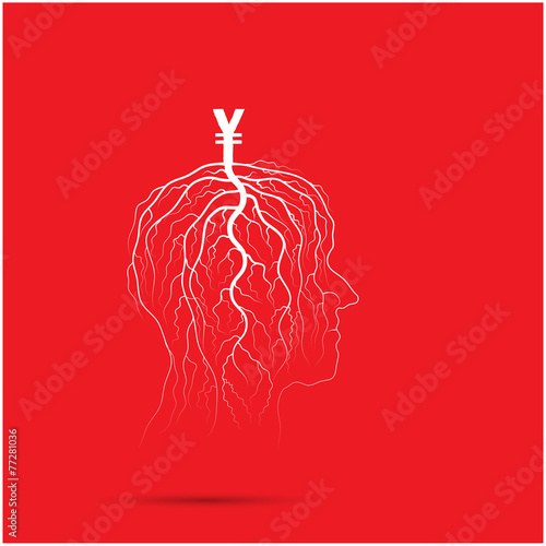 Tree of business shoot grow on human head symbol. Business and i