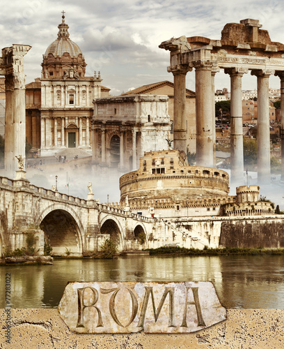 Ancient Rome - conceptual collage in retro style photo