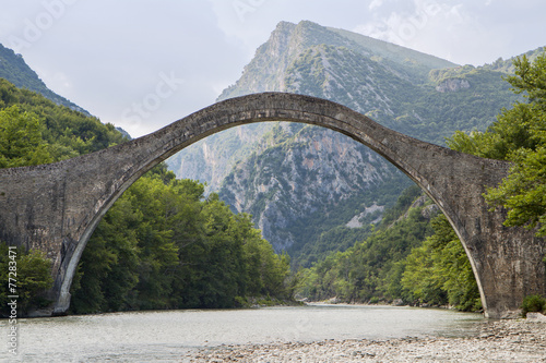 Historical stone bridge of Plaka at Epiros, Greece