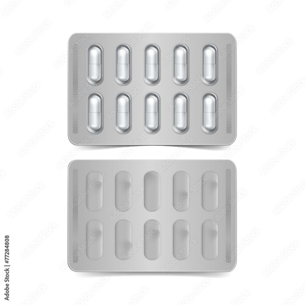Vector Pack of Capsules Isolated on White Vector Pack of Capsules Isolated on White
